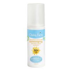Childs Farm Solskyddsspray för barn och spädbarn, mycket högt skydd med SPF 50+, vattentätt, UVA- och UVB-skydd, 100 ml | lämplig för torr, känslig eller eksem