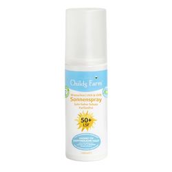 Childs Farm Zonnebrandspray voor kinderen en baby's, zeer hoge bescherming met SPF 50+, waterbestendig, UVA- en UVB-bescherming, 100 ml. Geschikt voor droge, gevoelige of eczeemgevoelige huid