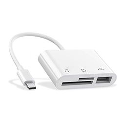 USB C naar Micro SD TF-geheugenkaartlezer, compatibel met iPad Pro, MacBook Pro/Air, Chromebook, 3-in-1 USB-camera-kaartlezeradapter voor XPS, Galaxy S10/S9 en meer USB C-apparaten