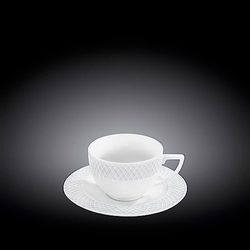 Wilmax WL-880106/AB - Juego de Taza y platillos de Porcelana para Capuchino, Color Blanco, 170 ml de Capacidad