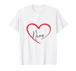 Nine I Heart Nine I Love Nine personalizzato Maglietta