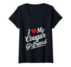 Mujer I Love My Cougar Novia I Heart My Girlfriend GF Beloved Camiseta Cuello V