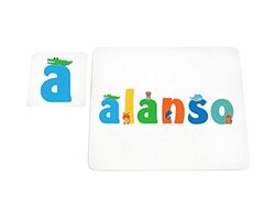 Little Helper LHV-ALANSO-COASTERANDPLACEMAT-15IT Dessous de verre et sets de table avec finition brillante, personnalisés pour garçons, nom Alanso, multicolore, 21 x 30 x 2 cm