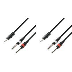 Adam Hall Cables 3 STAR YWPP 0300 - Cable de Audio de Minijack 3,5 mm estéreo a 2 Jacks 6,3 mm mono 3 m (Paquete de 2)