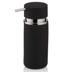 Kela 20421 Distributeur de Savon Liquide Céramique/Caoutchouc Noir 300 ml