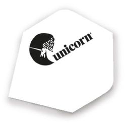 Unicorn Ailettes de fléchettes Super Maestro | Logo Fond Blanc | Forme de Grande Aile | Polyester Pet Rigide Ultra Durable 125 microns
