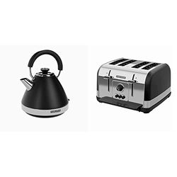 Morphy Richards 100131 Venture Pyramid Kettle Black & 240131 Venture 4 Slice Toaster Black