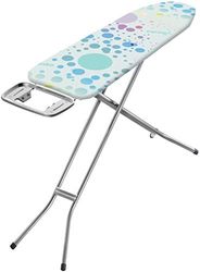 Vileda Neo Planche à Repasser avec Crochets de Suspension, Hauteur réglable, Surface de Repassage compacte 114 cm x 33 cm, Housse 100% Coton avec Mousse, Pieds antidérapants, Fermeture par Traction