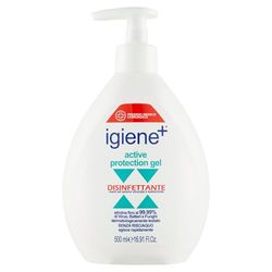 IGIENE+ | Active Protection Gel Disinfettante, Gel Disinfettante Mani, Elimina fino al 99.99% di Virus e Batteri, 500 ml