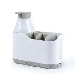 Beldray LA032746UFFEU7 Antibac Distributeur et Panier Set - Distributeur de Savon avec Design de Pompe à Mousse, Rangement Réglable, Protection Antibactérienne pour Se Protéger Contre Les Bactéries