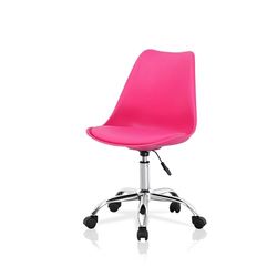 La Silla Española Modelo Sanabria cadeira de secretária com rodas, acabamento em rosa. ABS e cadeira acolchoada em PU (simile couro sintético)