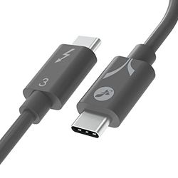 Sabrent Thunderbolt 3 (Gecertificeerd) USB Type-C-kabel | tot 40 Gbps | Ondersteunt 100W (5A, 20V) Opladen | E-Mark-chip | (7,8"/ 20 cm) in Grijs (CB-T320-GRY)