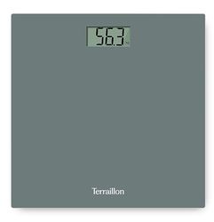 TERRAILLON - TX1500 - Pèse personne électronique, Compact et ultra plat 30cm x 30cm, Plateau verre, Large écran LCD, Capacité 150Kg, Graduation 100g, Gris