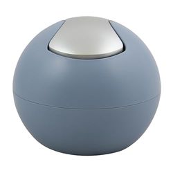 Spirella Poubelle salle de bains Récipient à cosmétiques 1 Litre Finition brillante ou mate Boîte à ordures à couvercle pivotant Poubelle à table Bleu mat