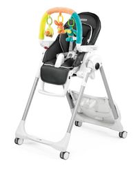Peg Perego Prima Pappa Follow Me Plus kinderstoel en babywip, vanaf de geboorte, in hoogte verstelbaar, 4 wielen, speelstang, dubbele plank, kunstleren bekleding, compacte sluiting, Licorice