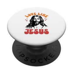 Love Like Jesus Retro 70s Style Christian Men Women PopSockets PopGrip Intercambiable