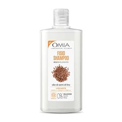 Omia, Fisio Shampoo Eco Bio con Olio di Semi di Lino, Per Capelli Crespi, Lisciante e Disciplinante, Adatto ad un Uso Frequente, Senza Siliconi, Dermatologicamente Testato - Flacone da 200 ml