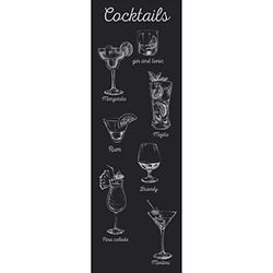 PLAGE 162281 Adhesive for Fridge Size XL Cocktails'glasses , Black (180 x 60 cm)