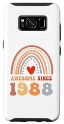 Carcasa para Galaxy S8 Awesome Since 1988 36th Birthday Boho Rainbow 36 Years Old