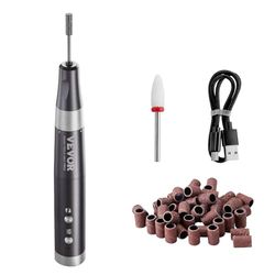 VEVOR Taladro de Uñas Eléctrico Inalámbrico, Máquina de Lima de Uñas Recargable de Velocidad Variable de 30.000 RPM, Pulidor de Pedicura de Manicura Portátil para Eliminación de Piel Muerta, Negro