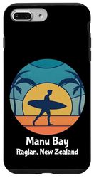 Custodia per iPhone 7 Plus/8 Plus Manu Bay Raglan Nuova Zelanda Surf Vintage Surf Spiaggia Sole