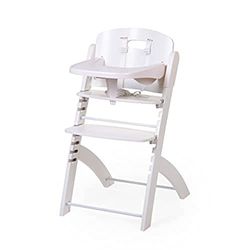 CHILDHOME, Evolutieve kinderstoel: van 6 maanden tot 85 kg, tablet inbegrepen, beukenhout, wieg, veiligheidsharnas 5 punten, onzichtbare schroeven, Evosit White