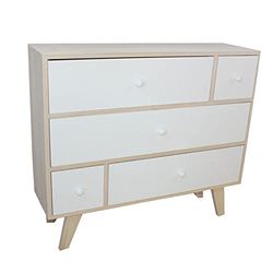 King Home C1708006 Commode 5 Tiroirs en Bois de Paulownia avec Pieds en KD, 80 X 25 X 69H