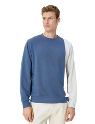 Koton Heren Crew Neck Multicolor Tag Printed Long Sleeve Sweatshirt, Indigo (in3), S