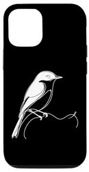 Custodia per iPhone 12/12 Pro Line Art - Pigliamosche dai lati olivicologo e uccello