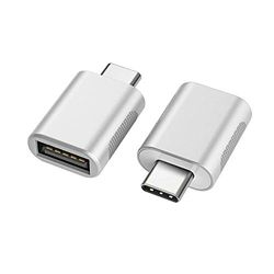 nonda Adaptateur USB C vers USB (Paquet de 2), Adaptateur USB-C vers USB 3.0,Adaptateur USB Type-C vers USB,Adaptateur Thunderbolt 3 vers USB Femelle OTG pour MacBook Pro, Air, iPad Pro 2020 (Argent)