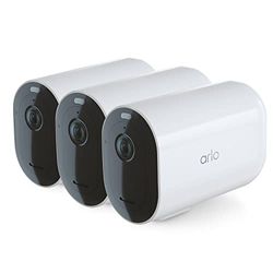 Arlo Pro 4 XL Security Camera Outdoor, 2K, Wireless CCTV, 12-Month Battery, Colour Night Vision, 2-Way Audio, Built-in Siren, No Hub Needed, 3 Cam Kit, Free Trial of Arlo Secure Plan, White