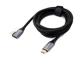 SYSTEM-S USB 3.1 kabel 150 cm typ C kontakt till kontakt vinkel flätad adapter svart