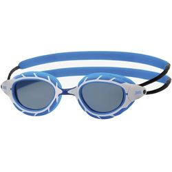 Zoggs Predator, occhialini da nuoto con protezione UV, cinghie regolabili per occhialini da nuoto, lenti anti-appannamento, per adulti, ultra aderenti, blu/bianco/fumo, vestibilità regolare