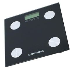 Grundig Bilancia pesapersone digitale – con analisi del corpo: grasso corporeo e massa muscolare – Memoria per 12 persone – Max 180 kg – Vetro – Nero