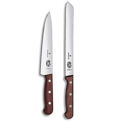 Victorinox Wood köksknivsset, 2 delar, med trähandtag (innehåll: Brödkniv, trancheringskniv), rostfri, presentförpackning