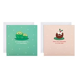 Hallmark Liefdadigheid kerstkaarten, grappig spruitje en pudding ontwerp, pak van 16, 25572885