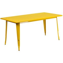 Flash Furniture Table rectangulaire en métal de qualité Commerciale, 80 x 160 cm, pour intérieur/extérieur, Jaune, 80 x 160 cm (l x L)