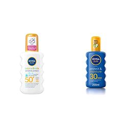 NIVEA SUN Kids Protect & Sensitive Spray Sunscreen Spray with SPF 50+ & Sun Protect & Moisture Sun Spray SPF30, Moisturising Suncream Spray with SPF30, Advanced Sunscreen