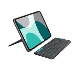 Logitech Flip Folio, custodia con tastiera per iPad Pro (M4), iPad Air da 11 pollici (M2 e M3)(5ª Gen - 2024) Custodia protettiva e ripiegabile, più multi dispositivo Bluetooth, ITA QWERTY - Graphite