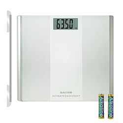 Salter 9009 WH3R Premium Ultimate Accuracy Electronic Scale, 180 kg Maximum Capacity, Measures 50g Increments, Step On for Readings, Carpet Feet, Weighing Scales, White