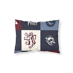 FUNDA DE ALMOHADA 100% ALGODÓN MODELO HOGWARTS CUADROS AZUL DE 50X80CM.