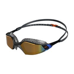 Speedo Aquapulse Pro zwembril, uniseks, anti-condens, anti-mist, anti-lek, Oxid Grey/Black/Orange Gold, eenheidsmaat