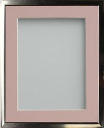 Frame Company Drayton Range Chrome Effect Photo Frame with Pink Mount, 14x11 for image size 12x8 inch