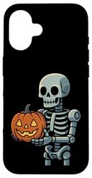 Skeleton Holding Pumpkin Case for iPhone 16