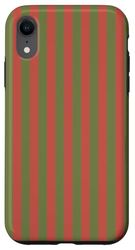 Olive Coral Stripes Retro Minimalist Aesthetic Case for iPhone XR