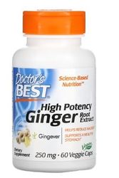 Doctor's Best Extrait de Racine de Gingembre Haute Puissance, 250mg - 60 gélules - Soutien Digestif Naturel