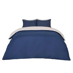 Brentfords Set copripiumino singolo, reversibile, blu navy/grigio, morbido, traspirante, di lusso, in microfibra, set di biancheria da letto singolo con federa