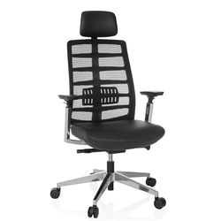 hjh OFFICE High end bureaustoel SPINIO ELITE L Leder/Netstof Zwart