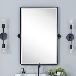 TEHOME Farmhouse, Pivot Rettangolo, Specchio da bagno, Telaio in metallo nero, girevole, smussato, Vanity Specchio per parete, 50,8 x 76,2 cm
