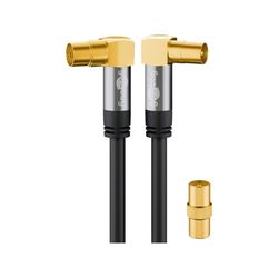 Goobay 70466 TV-antennkabel, vinklad, koaxuttag 90° > koaxkontakt 90°,135 dB, 4-vägs skärmad, guldpläterad, svart (5,0 m)